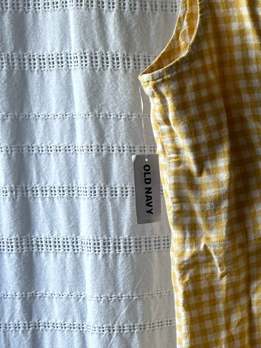 Old Navy Square Neck Linen Blend Yellow Gingham Sundress - Picture 7 of 7